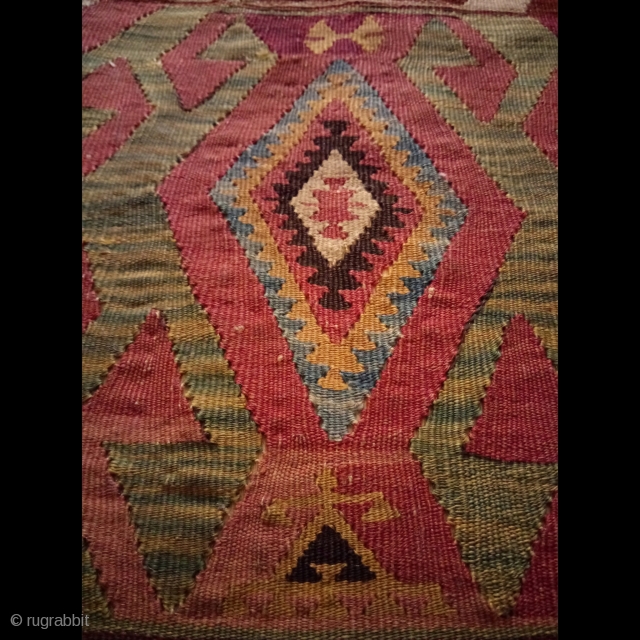 Antique Anatolian kilim fragment                             