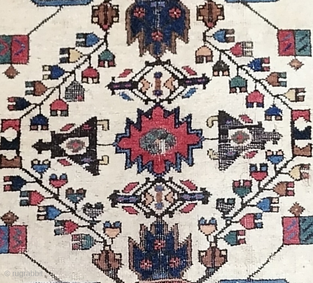 Antique Afshar rugs, very cute and ivory color, wool on wool                      