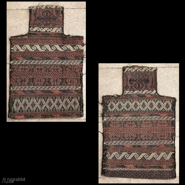 Antique Baluch kilim double faced salt bag                          