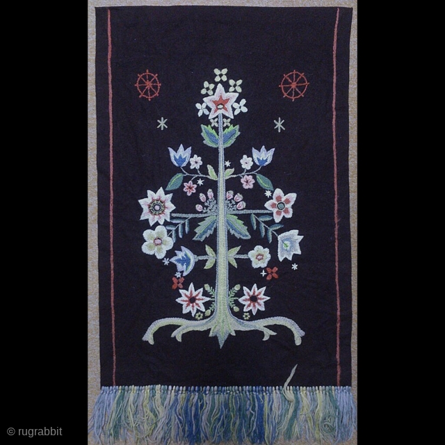 Swedish embroidery wool on wool, size: 77*52cm, Tree of Life design, wall hangings.                    