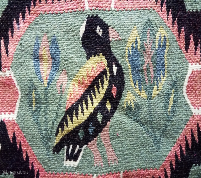 Antique Swedish kilim, no: 350, size: 59*59cm, pictorial design, wall hangings.                      