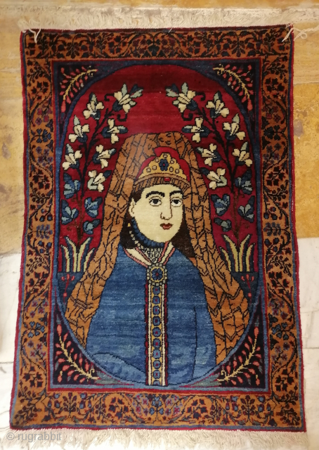 Antique Yazd pictorial rugs