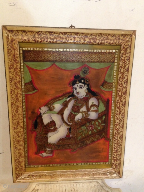 Tanjore Glass Painting.

From Tamil Nadu ( South India )

 Subject: Krishna.

 Old Piece.

 Re Framed.

 Size: 30 x 40 cms             