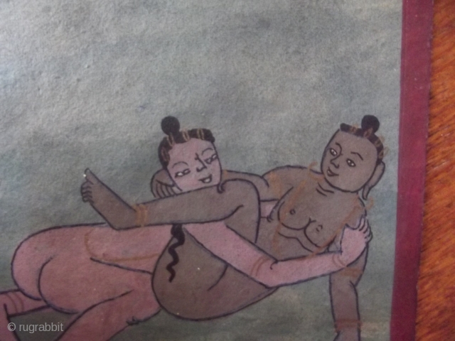 Antique Tibetan erotic tsakli card, 10.5 cm x 9 cm.

Hand painted with script on back.

Age? My guess is 19C but could be earlier (or later) 

Rare to find these erotic ones.

  