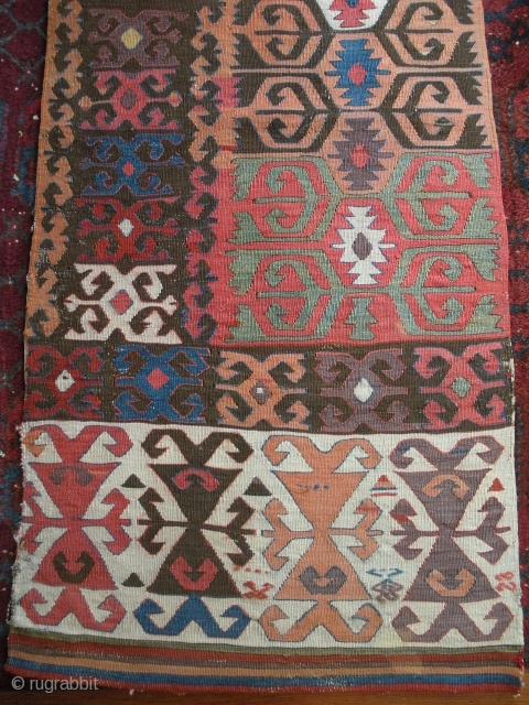 early anatolian large kilim panel...  i think konya...  early to mid 19th century...  2'3 x 10'8...  out of the private collection of one of the founders of the  ...