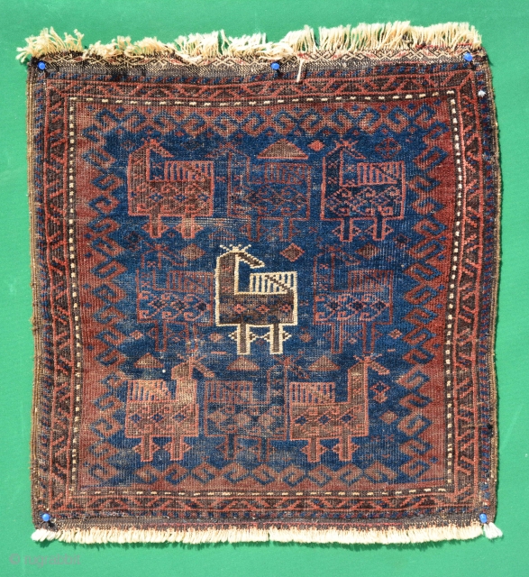 Square Baluch bag 1890 to 1900, it's size is 57 x 56 cm                    