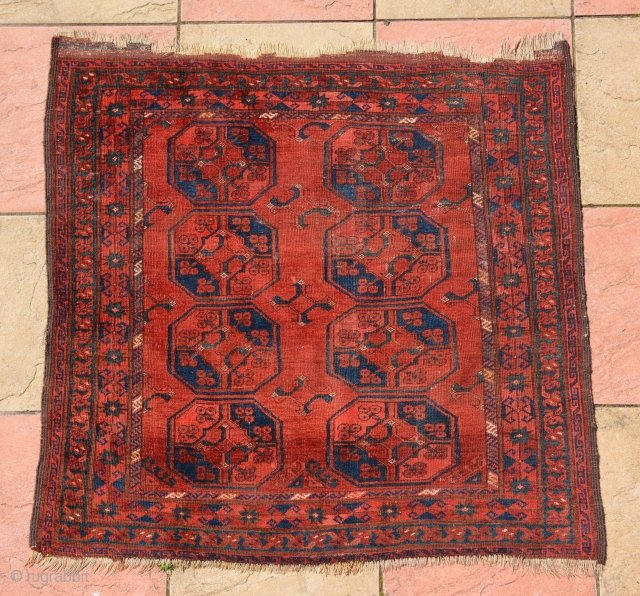End 19th century Ersari square rug,it's size is 118 x 116 cm, low pile but still charming. The pictures has taken at sunlight but if you see in indoor, it will be  ...