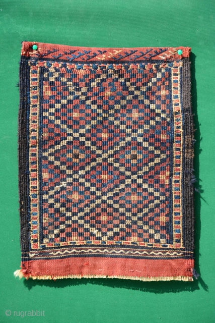 Unusual Baluch Bag 1900, all vegetable dyes, size is 78 x 30 cm                    