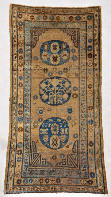 Khotan circa 1850 or Early in good condition, size is 234 x 118 cm                   