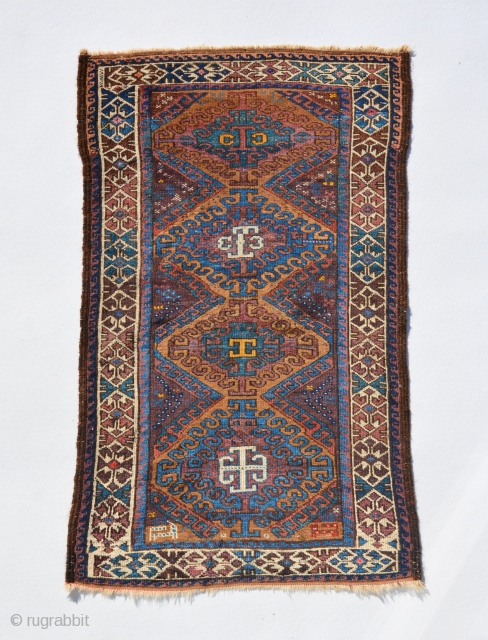 Colourful Antique Baluch rare design with animal motifs, very good condition, size is 132 x 80 cm                