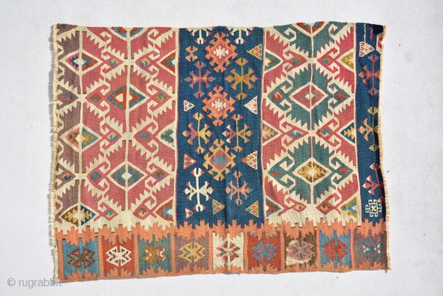 Anatolian Kilim fragment properly mid 19th century size is 105 x 78 cm                    