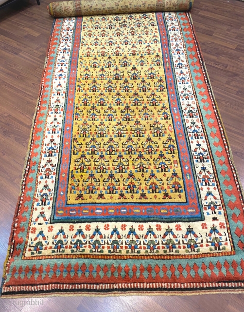 ANTIQUE SHAHSAWAN RUNNER  CM 3,90 X 1,20   19TH CENTURY GOOD CONDITION  NATURAL COLORS                