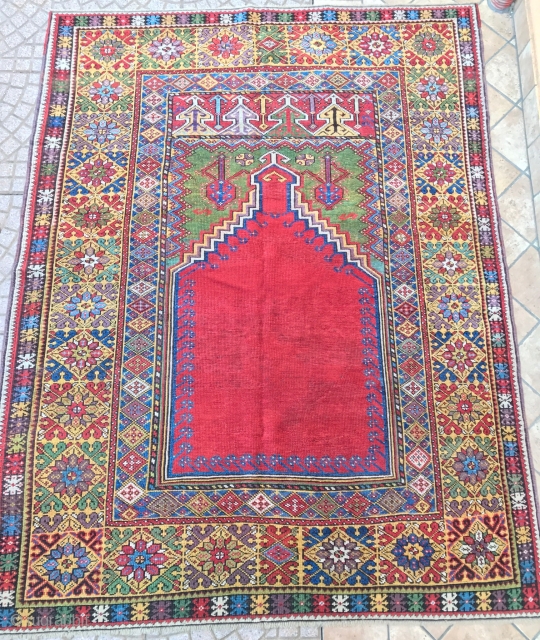 Antique  anatolian mucur  prayer rug. . cm 1.70 x 1.33 19th century. good  condition  original  size            