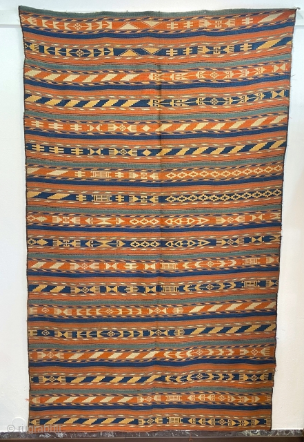 antique Uzbekistan Ghudjeri Tribal Kilim  Woolend wool natural colors  Size 2,50 x 1.50  Early 20th Century              