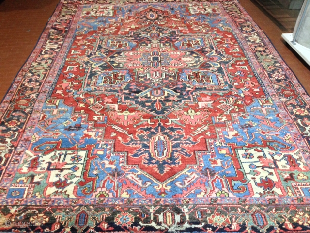 antique heriz carpet cm 3.50 x 2.55   good  condition                     