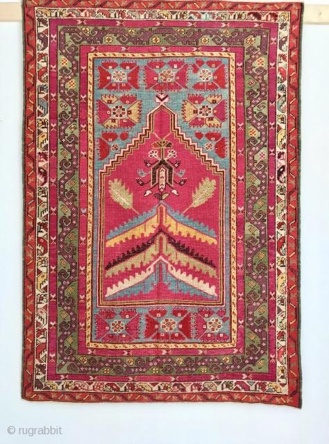 ANTIQUE ANATOLIAN KIRSEHIR PRAYER  RUG  CM 1.60 X 1,12  19TH CENTURY GOOD  CONDITION                