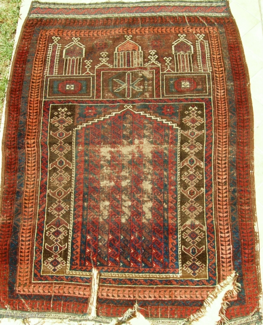 ANTIQUE persian  Baluch Prayer Rug cm 1,28 x 090                       