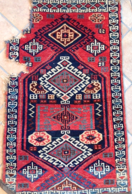 antique east anatolian yastik  hakkari  cm 0.80 x 0,46                      