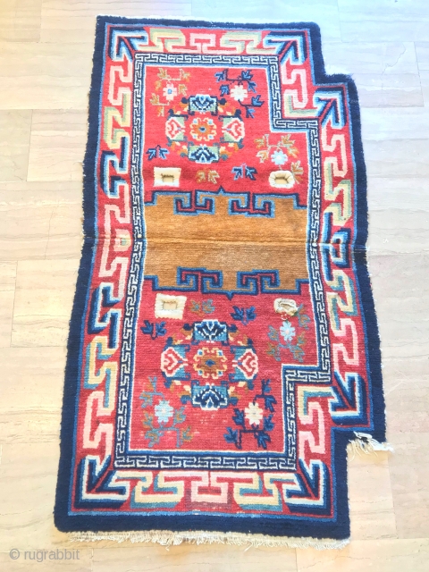 antique Tibetan horse saddle rug cm 1.13 x 0,64  natural colors good  condition                  