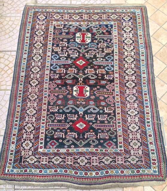 ANTIQUE Caucasian SHIRWAN PERPEDIL  RUG  19th century. CM 1,70 X 1.25                    