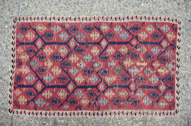 Antique Sarkoy Pirot kilim 19 century.
                           