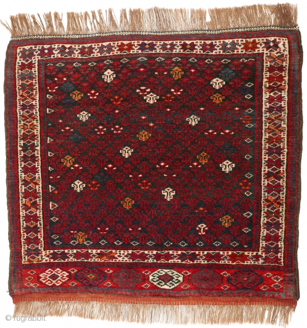 This is one highlight of our Autumn Exhibition 2017 "Inventions - Variations": # 1125 Finest Kordi Pile Khorjin Front, 68/62 cm, Khorasan, last quarter 19th century, rare design, best natural dyes! For  ...