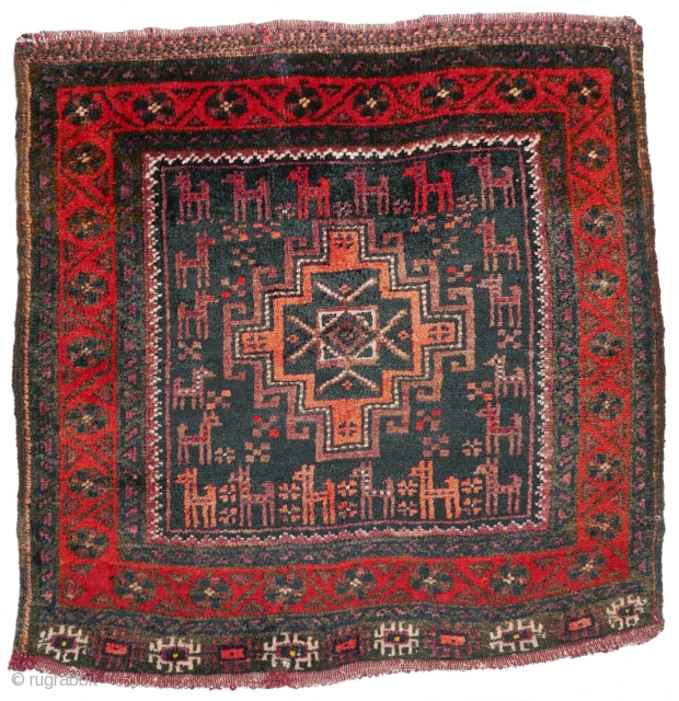 # 1128 Afshar Khorjin Front, 62/63 cm, Khorasan, 1st quarter 20th century, a flock of quadrupels in the field, soft silky wool, full pile! For a complete overview of our Autumn Exhibition  ...