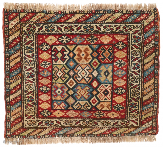 # 1101 Outstanding Kurdish Khorjin Front, 58/71 cm, Kurdistan, late 19th century, rare field design, great colour palette, very good condition! For a complete overview of our Autumn Exhibition 2017 please look  ...