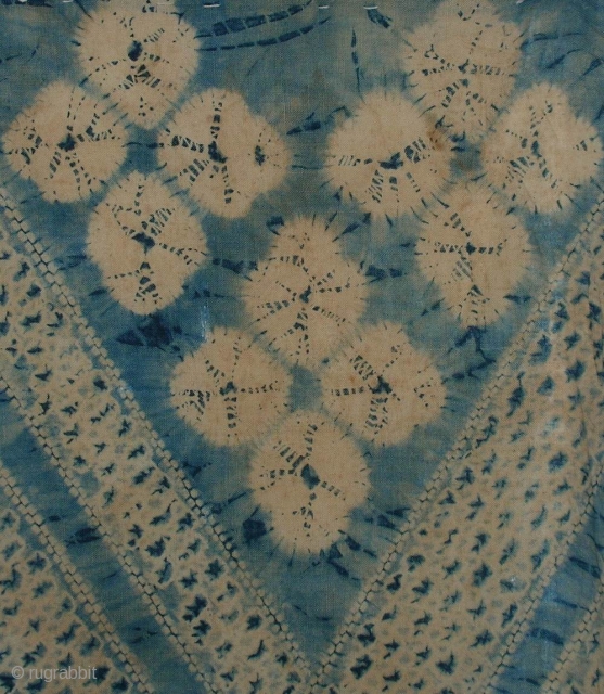 Indigo shibori cloth , Japan, late Meiji (c.1910), 101x27cm. The common English translation of the Japanese word shibori is "tie-dye"; however, a more accurate translation is "shaped-resist dyeing," which describes the inherent  ...