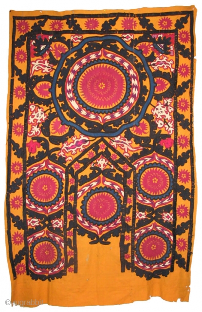 We want to offer wonderful Uzbek antique suzani from Djizakh region near Samarkand, early of 20th century.
Djizakh Suzani is very unique by own rich pattern. In the embroidery you can find the  ...