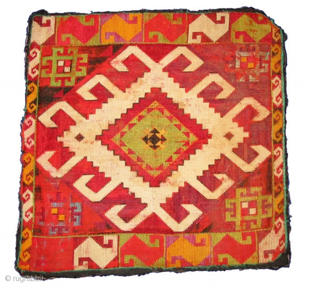 Uzbek nomads Lakai fragment, cross stitched silk embroidery, size is 12x12 inches.                     