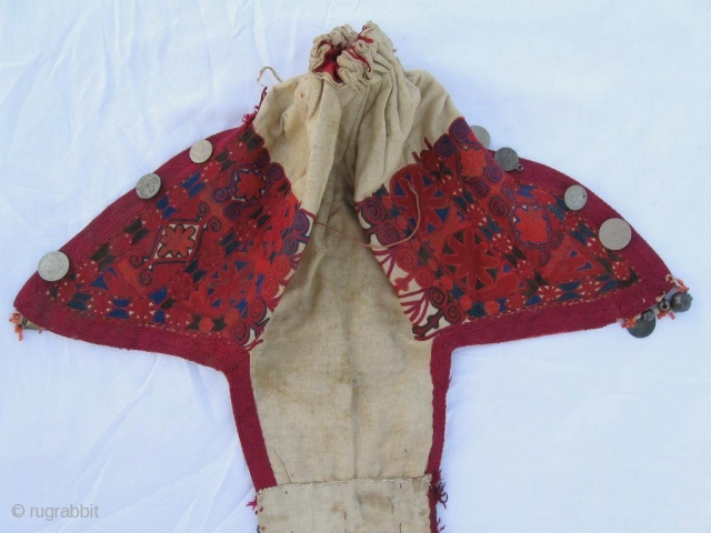 rare Kirghiz nomad headdress in great condition, late 19th, saturated colour combination and fine embroidery.                  