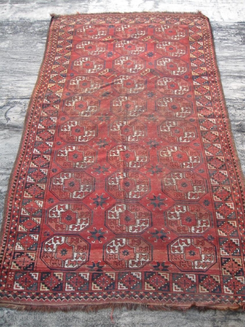 Antique Turkoman / Turkmen Arabatchi rug, Central Asia, late 19th, nice natural colors, in good condition, see photos. Size is 260-145 cm, 8'8" x 5'.        