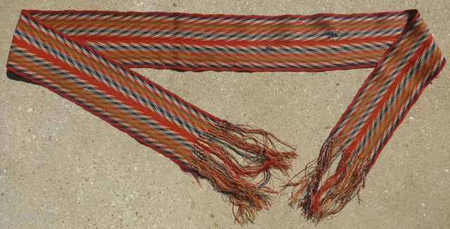 Antique Northeastern finger woven wool assumption sash (ceinture flechee) – Quebec, Metis, Huron
Beautiful, finely woven Assumption sash (Ceinture Flechee). Colors are probably all natural. At least 19th century, possibly earlier. ...