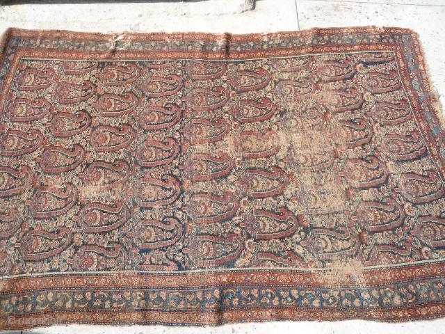 Antique persian senneh rug
6ftx4ft
worn, 
                            