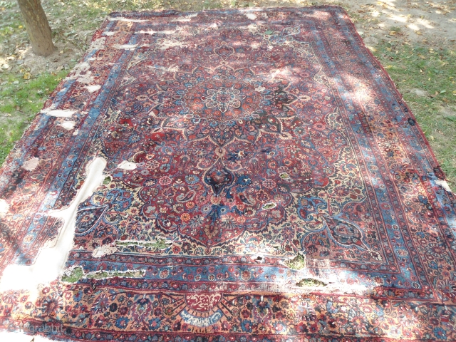 19th Century Birjand meshad carpet
Size: 9'x12' Approx.
worn ,
Holes,                         
