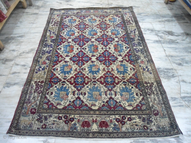 Early 20th century collectible Persian Isfahan rug
5 x 7ft approximately 
some low pile areas,
                   