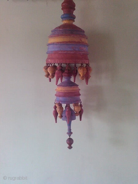 Early 20th century wooden kashmir chandelier
, islamic art, 
height : 66 cms
width :  20 cms
condition : signs of age
             