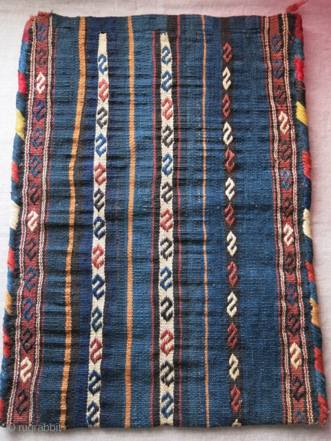 Caucasus - Shahsavan tribal bag made for special purpose with slits to close it tide. all wool natural colors, original side wrapping. Circa 1900 Size : 20" X 14.5" - 51 cm  ...