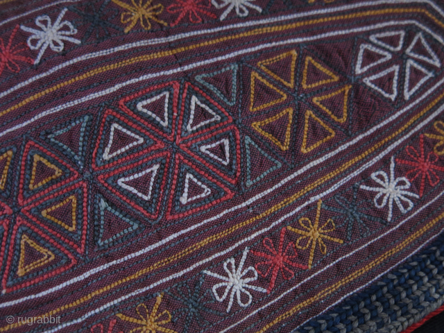 Turkmen headband, extreme fine embroidery, matted on black cotton, natural colors. Circa second half of 19th cent. size : 11.5" X 5.2" - 29 cm X 14 cm vedatkaradag@gmail.com    