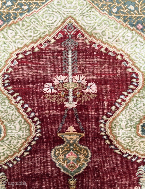 Anatolian Bandırma silk prayer rug size 208x146cm                          