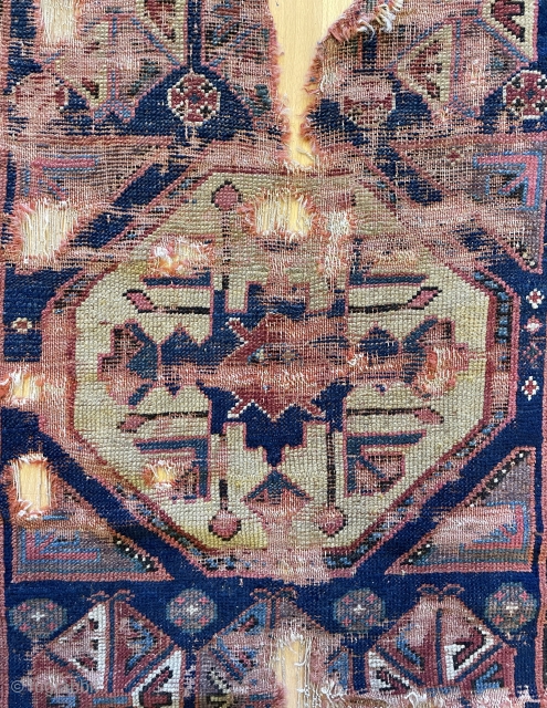 Kurdish carpet fragmant circa  1780 or 1800s size                        