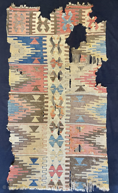 17. Century, a very unique design an extraordinary kilim . Size 140 x 75 cm