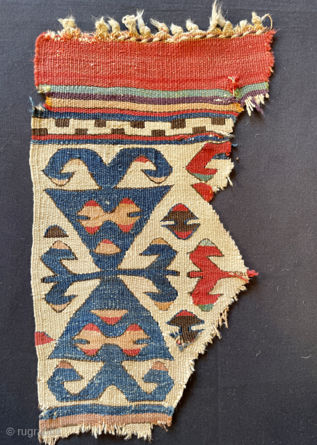 Anatolian fragmand kilim size 43 x 24 cm