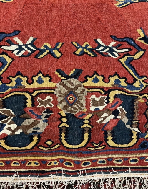 Very nice Senneh Kurdish kilim warp silk, size 220x150cm                        