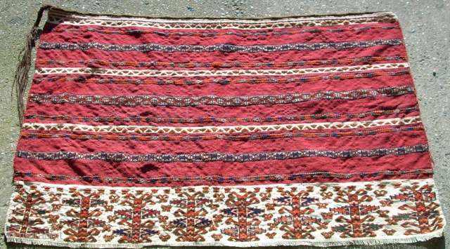 Old Tekke Ak-Tchowal. Size: 115 x 76 cm. Fine knotting. Interesting ornamentic. Used.                    