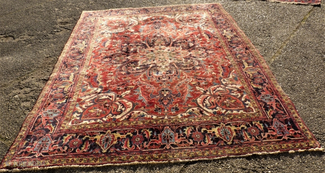 persian Heriz. Size: 238 x 341 cm. One small repair. Good Colors.                     