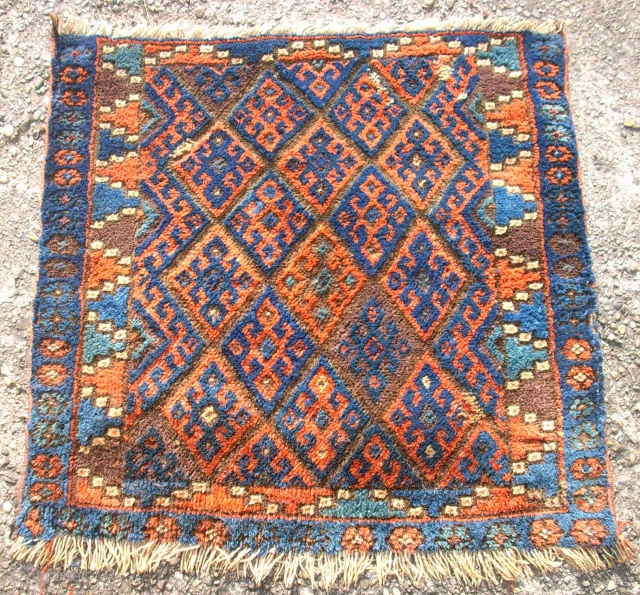 A very old kurdish piece. Size: 57 x 60 cm. Very fine knotting. Good condition.                  