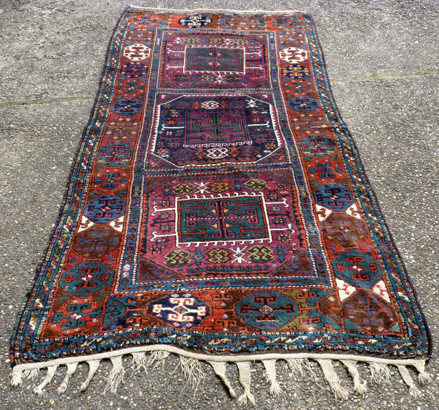 antique anatolian village rug. Size: 236 x 123 cm. Some used pile.                     