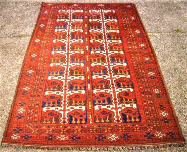 very interesting Ersari rug. Size: 124 x 202 cm. Very good condition. Beshir design.                   